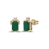 Thumbnail Image 1 of Emerald-Cut Natural Emerald & Diamond Stud Earrings 1/20 ct tw 14K Yellow Gold