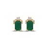 Thumbnail Image 2 of Emerald-Cut Natural Emerald & Diamond Stud Earrings 1/20 ct tw 14K Yellow Gold