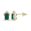 Thumbnail Image 3 of Emerald-Cut Natural Emerald & Diamond Stud Earrings 1/20 ct tw 14K Yellow Gold