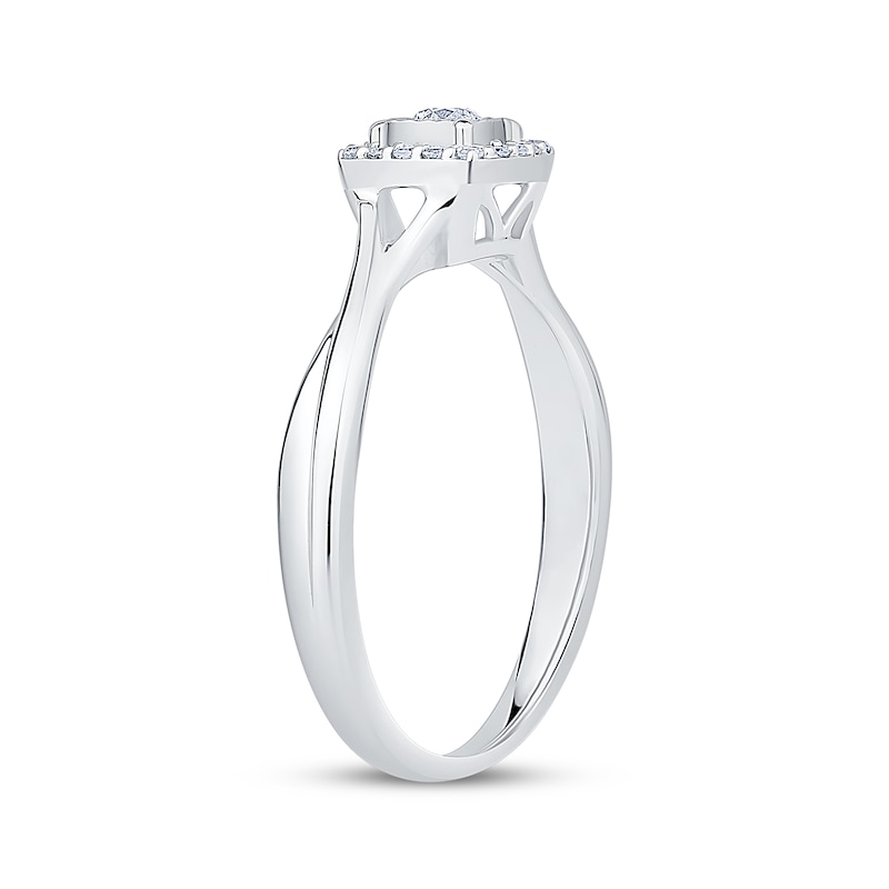 Main Image 2 of Diamond Cushion Halo Promise Ring 1/6 ct tw Sterling Silver