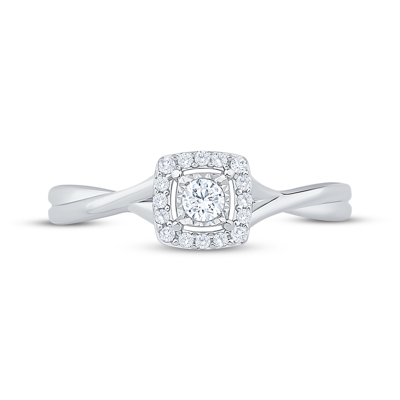 Main Image 3 of Diamond Cushion Halo Promise Ring 1/6 ct tw Sterling Silver