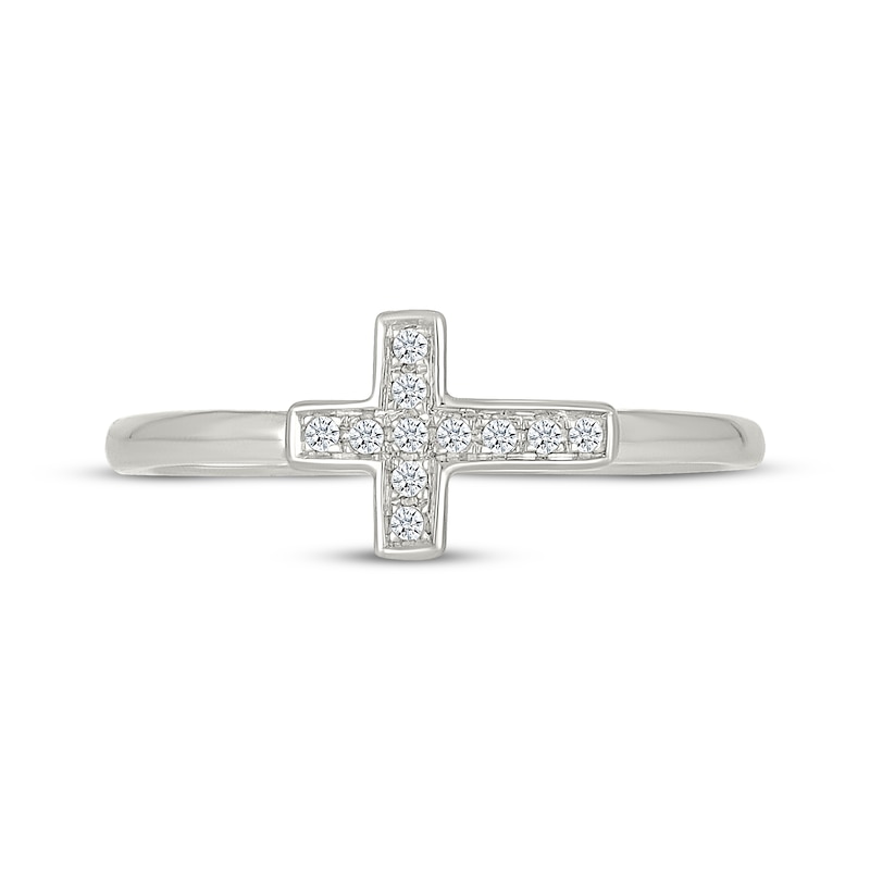 Main Image 4 of Diamond Sideways Cross Ring 1/20 ct tw Sterling Silver