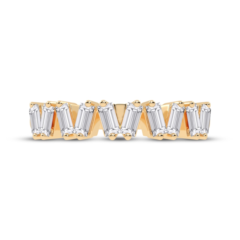 Main Image 3 of Baguette-Cut Diamond Zigzag Anniversary Band 1/2 ct tw 14K Yellow Gold