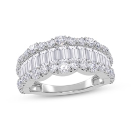 Lab-Grown Diamonds by KAY Baguette & Round-Cut Scalloped Ring 1-1/2 ct tw 14K White Gold