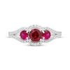 Thumbnail Image 3 of Memories Moments Magic Lab-Created Ruby & Diamond Three-Stone Ring 1/6 ct tw Sterling Silver