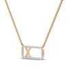 Thumbnail Image 2 of Diamond X Initial Rectangle Necklace 1/10 ct tw 10K Yellow Gold 18&quot;