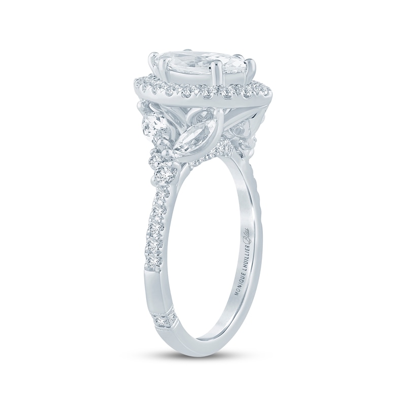 Main Image 2 of Monique Lhuillier Bliss Marquise-Cut Lab-Grown Diamond Halo Engagement Ring 2 ct tw 18K White Gold