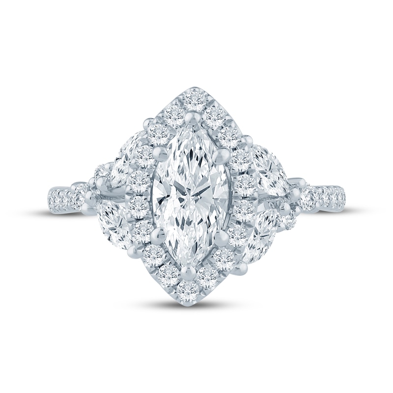 Main Image 4 of Monique Lhuillier Bliss Marquise-Cut Lab-Grown Diamond Halo Engagement Ring 2 ct tw 18K White Gold