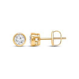 Lab-Grown Diamonds by KAY Round-Cut Bezel-Set Solitaire Stud Earrings 1/2 ct tw 14K Yellow Gold (F/VS2)