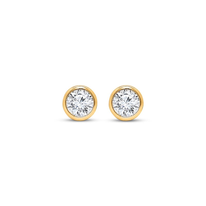 Main Image 2 of Lab-Grown Diamonds by KAY Round-Cut Bezel-Set Solitaire Stud Earrings 1/2 ct tw 14K Yellow Gold (F/VS2)