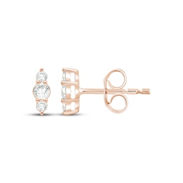 Lab-Grown Diamonds by KAY Three-Stone Vertical Stud Earrings 1/5 ct tw 14K Rose Gold