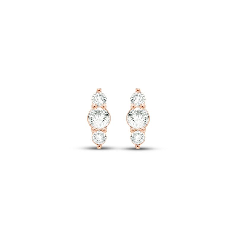 Main Image 2 of Lab-Grown Diamonds by KAY Three-Stone Vertical Stud Earrings 1/5 ct tw 14K Rose Gold