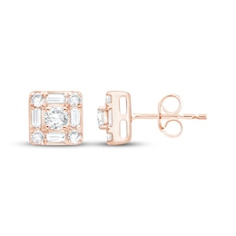 KAY Lab-Grown Diamonds Baguette & Round-Cut Stud Earrings 3/4 ct tw 14K Rose Gold