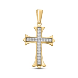 Men's Diamond Gothic-Style Cross Charm 1/2 ct tw 10K Yellow Gold