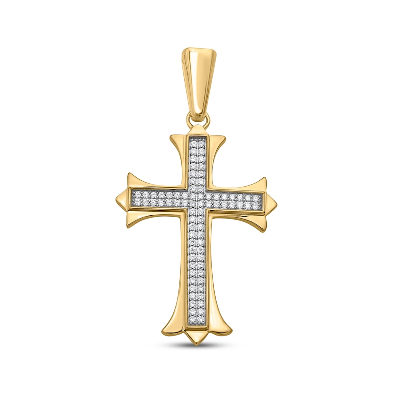 Main Image 1 of Men's Diamond Gothic-Style Cross Charm 1/2 ct tw 10K Yellow Gold