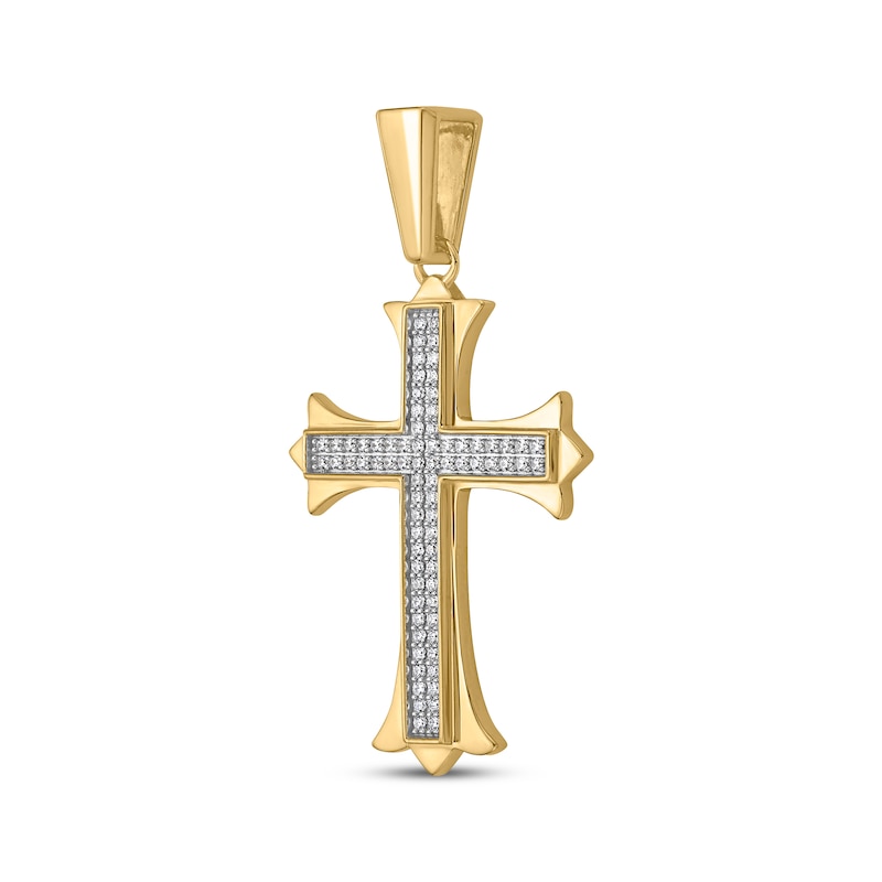 Main Image 2 of Men's Diamond Gothic-Style Cross Charm 1/2 ct tw 10K Yellow Gold