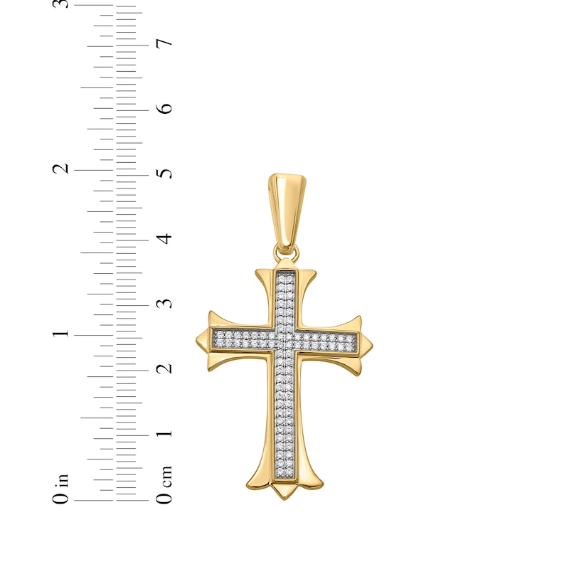 Main Image 4 of Men's Diamond Gothic-Style Cross Charm 1/2 ct tw 10K Yellow Gold