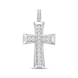 Lab-Grown Diamonds by KAY Men's Cross Charm 3 ct tw Sterling Silver