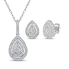 Thumbnail Image 1 of Baguette & Round-Cut Multi-Diamond Teardrop Necklace & Earrings Set 1/2 ct tw Sterling Silver