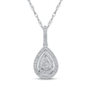 Thumbnail Image 2 of Baguette & Round-Cut Multi-Diamond Teardrop Necklace & Earrings Set 1/2 ct tw Sterling Silver