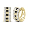 Thumbnail Image 1 of Men's Black & White Diamond Huggie Hoop Earrings 1/2 ct tw 10K Yellow Gold