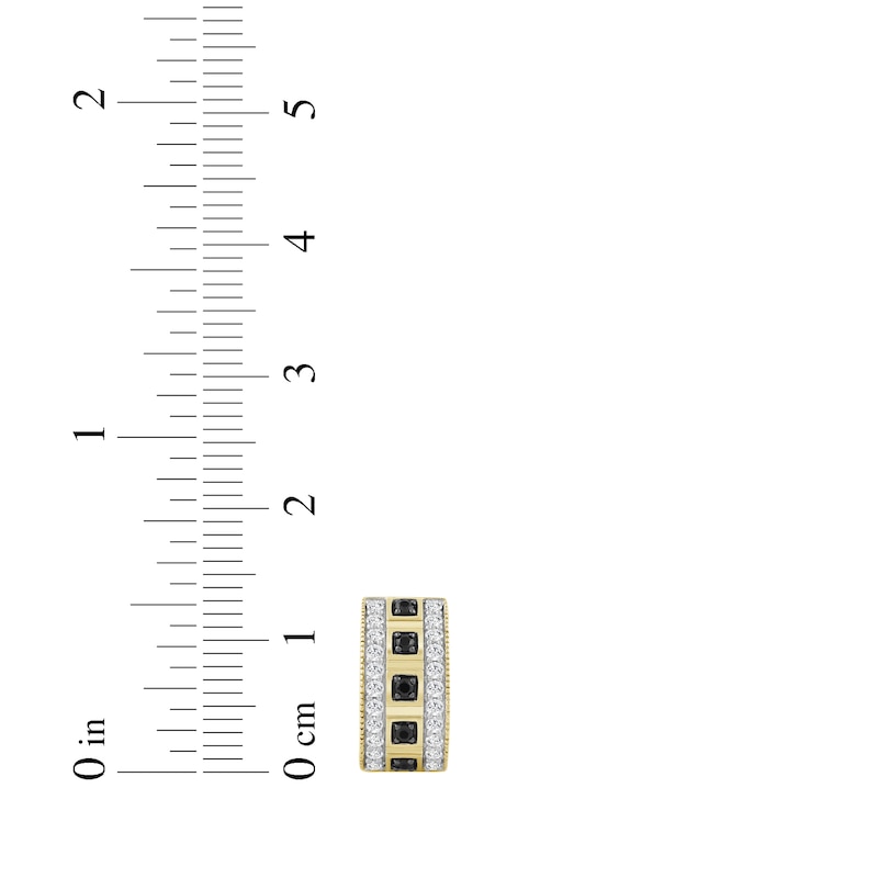 Main Image 4 of Men's Black & White Diamond Huggie Hoop Earrings 1/2 ct tw 10K Yellow Gold