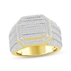 Thumbnail Image 1 of Men's Baguette & Round-Cut Diamond Octagon Halo Ring 1-1/2 ct tw 10K Yellow Gold