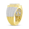 Thumbnail Image 2 of Men's Baguette & Round-Cut Diamond Octagon Halo Ring 1-1/2 ct tw 10K Yellow Gold