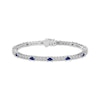 Thumbnail Image 1 of Oval-Cut Blue Lab-Created Sapphire & White Lab-Created Sapphire Bracelet Sterling Silver 7.25&quot;