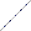 Thumbnail Image 2 of Oval-Cut Blue Lab-Created Sapphire & White Lab-Created Sapphire Bracelet Sterling Silver 7.25&quot;