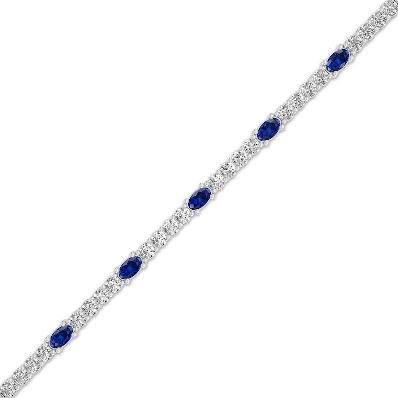 Main Image 2 of Oval-Cut Blue Lab-Created Sapphire & White Lab-Created Sapphire Bracelet Sterling Silver 7.25&quot;