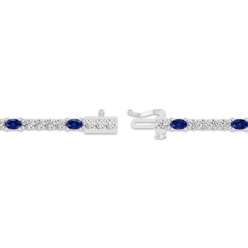 Main Image 3 of Oval-Cut Blue Lab-Created Sapphire & White Lab-Created Sapphire Bracelet Sterling Silver 7.25&quot;