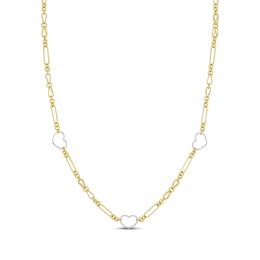 Heart Station Necklace 14K Two-Tone Gold 18&quot;