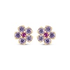 Thumbnail Image 2 of Children's Lab-Created Ruby & Amethyst Flower Stud Earrings 14K Yellow Gold