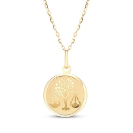 Zodiac Libra Medallion Necklace 14K Yellow Gold 18&quot;