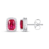 Thumbnail Image 3 of Cushion-Cut Lab-Created Ruby & White Lab-Created Sapphire Earrings Sterling Silver