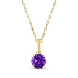 Amethyst Solitaire Necklace 10K Yellow Gold