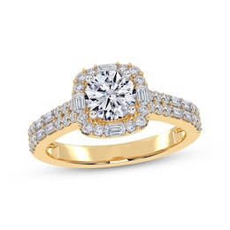 Adore Round-Cut Diamond Cushion Halo Engagement Ring 1 ct tw 14K Yellow Gold