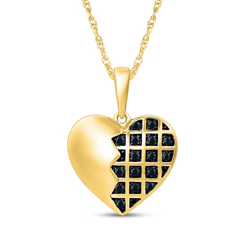 Main Image 2 of Black Diamond Heart Gift Set 1/4 ct tw 10K Yellow Gold
