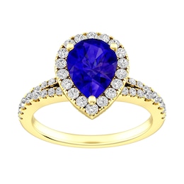 Tanzanite and White Topaz Fashion Ring 10K Yellow Gold