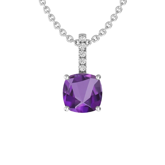 Amethyst and White Topaz Fashion Pendant Sterling Silver