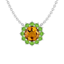 Citrine and Peridot Fashion Pendant Sterling Silver