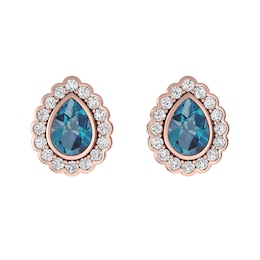 London Blue Topaz and White Topaz Fashion Earrings 10K Rose Gold