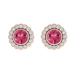 Pink Tourmaline and White Topaz Fashion Earrings 10K Rose Gold