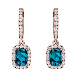 London Blue Topaz and White Topaz Fashion Earrings 10K Rose Gold