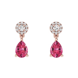 Pink Tourmaline and White Topaz Fashion Earrings 10K Rose Gold