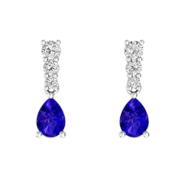 Tanzanite and White Topaz Fashion Earrings Sterling Silver