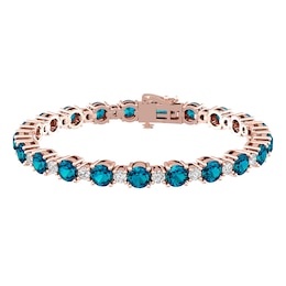 London Blue Topaz and White Topaz Fashion Bracelet 10K Rose Gold