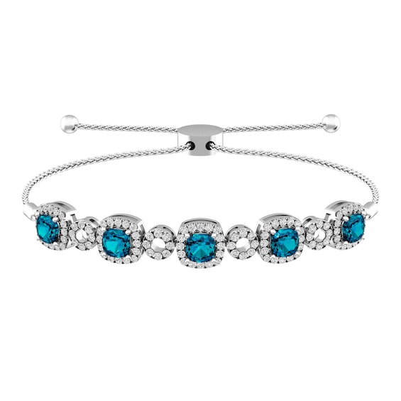 London Blue Topaz and White Topaz Fashion Bracelet Sterling Silver