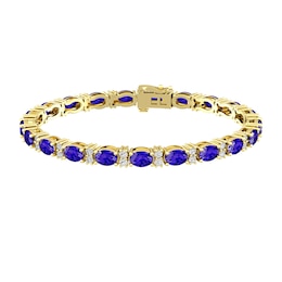 Tanzanite and White Topaz Fashion Bracelet 10K Yellow Gold